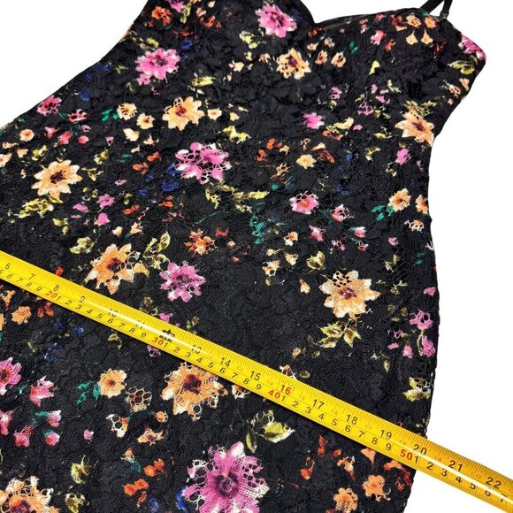Guess Floral Lace Dress Sz.12 Black Spaghetti Straps Ruffle Fairy Event Party - Picture 9 of 15